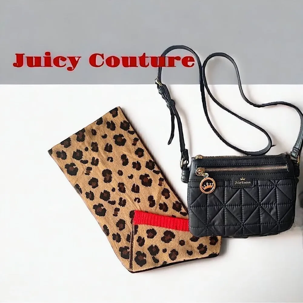 Juicy Couture l 2-piece Lot l Animal Print Scarf/Wrap l Black Cross-body Purse